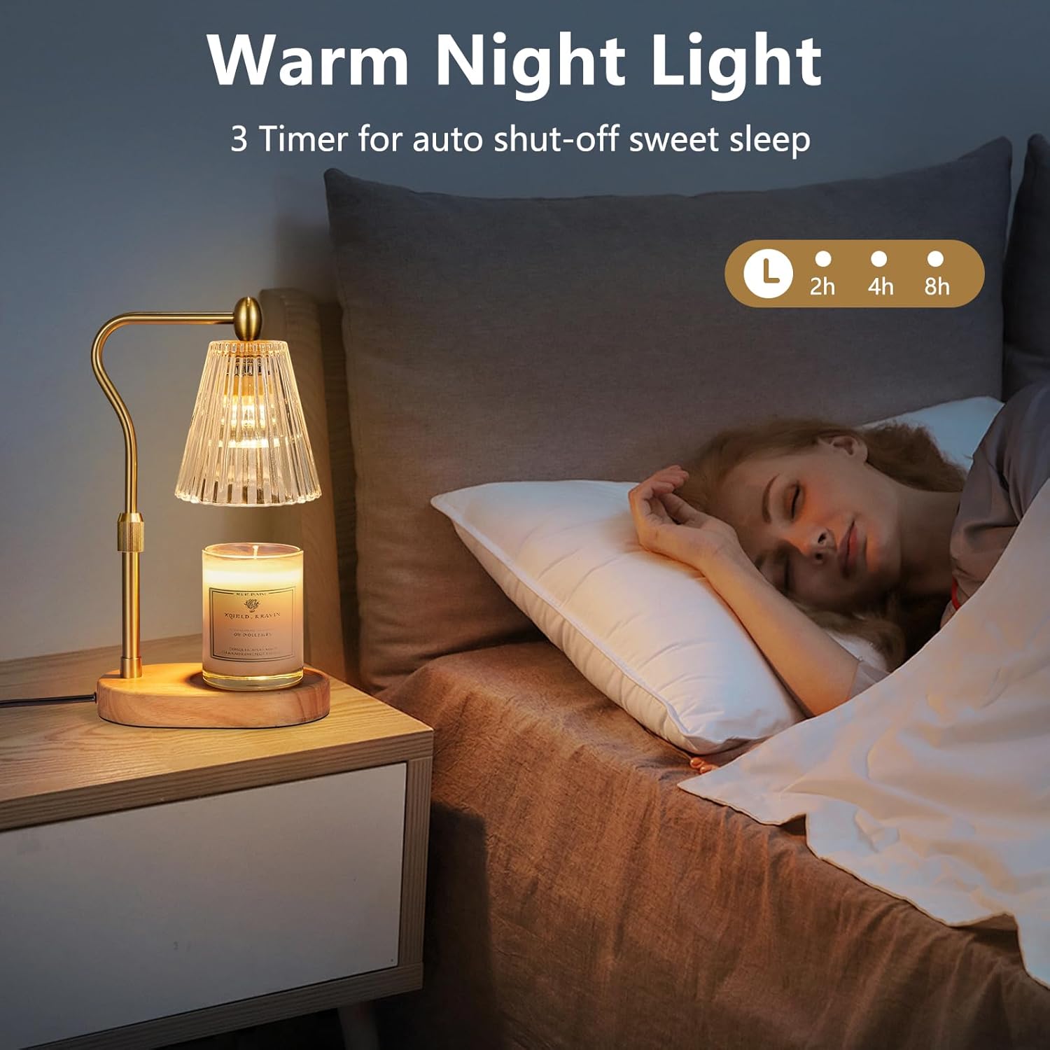 Moonval Candle Warmer Lamp, Height-Adjustable Dimmable Wax Warmer with Timer for Jar Candles