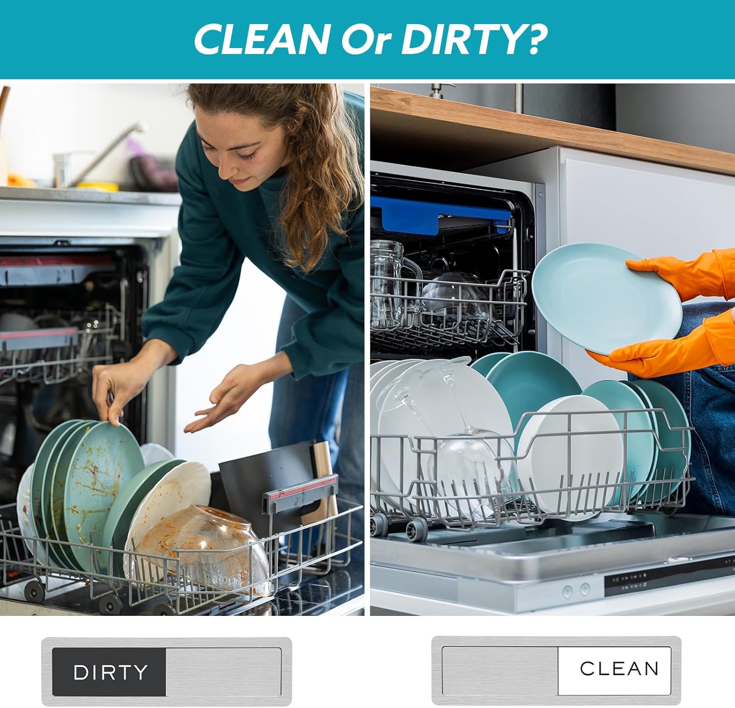Moonval Dishwasher Magnet, Clean & Dirty Sliding Sign with Strong Non-Scratch Magnet