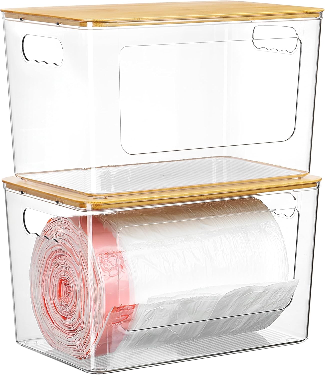 Moonval Plastic Storage Bins, 6-Pack 32 Qt Clear Stackable Containers with Lids for Home Organization