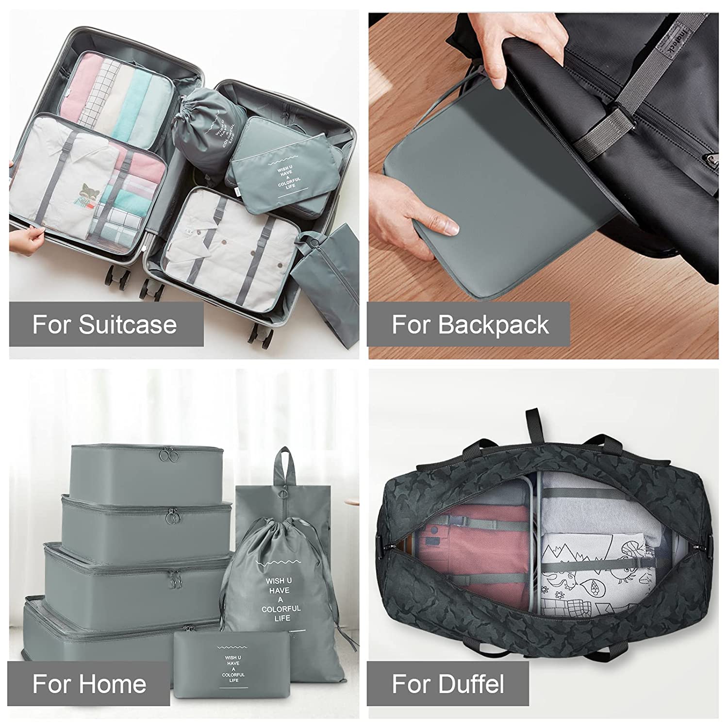 Moonval 7-in-1 Foldable Travel Organizer Set, Packing Cubes & Toiletry Bags for Luggage Storage