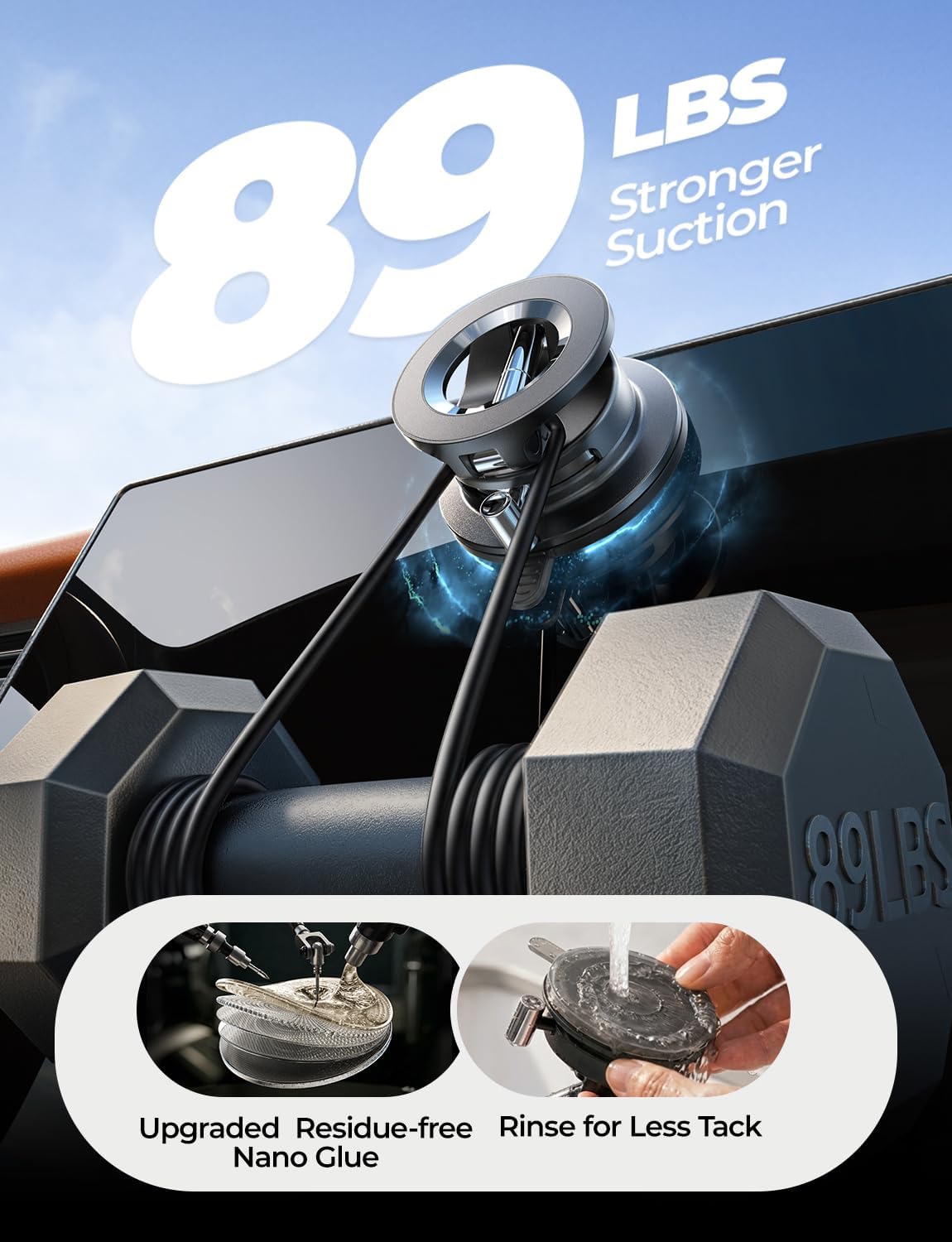 Moonval MagSafe Car Phone Mount, Magnetic Suction Cup Holder with 360° Adjustable Viewing Angle