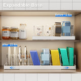 Moonval Pots & Pans Organizer, Expandable Lid & Cookware Rack with 9 Adjustable Dividers