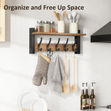 Moonval Wall Mounted Coat Rack, Entryway Shelf with 5 Metal Hooks for Coats, Keys, Hats & Bags