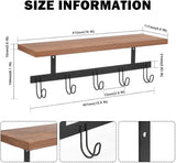 Moonval Wall Mounted Coat Rack, Wooden Entryway Shelf with 5 Heavy-Duty Metal Hooks for Storage