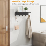 Moonval Wall Shelf with Hooks, 17-Inch Floating Shelf with 5 Metal Hooks for Entryway & Bedroom