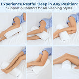 Moonval Half Moon Knee Pillow, Memory Foam Leg Bolster Pillow for Back Sleeping, White