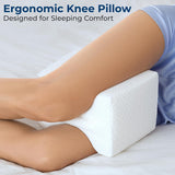 Moonval Knee Pillow, Memory Foam Leg Cushion for Side Sleepers with Washable Cover, White