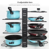 Moonval Adjustable Pot & Pan Organizer Rack, 2-in-1 Kitchen Cookware Storage Stand
