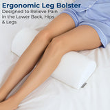 Moonval Half Moon Knee Pillow, Memory Foam Leg Bolster Pillow for Back Sleeping, White