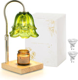 Moonval Candle Warmer Lamp, Height-Adjustable Dimmable Wax Warmer with Timer for Jar Candles, Gold