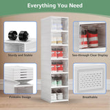 Moonval X-Large Shoe Storage Boxes, 6-Pack Stackable Foldable Organizer with Clear Doors