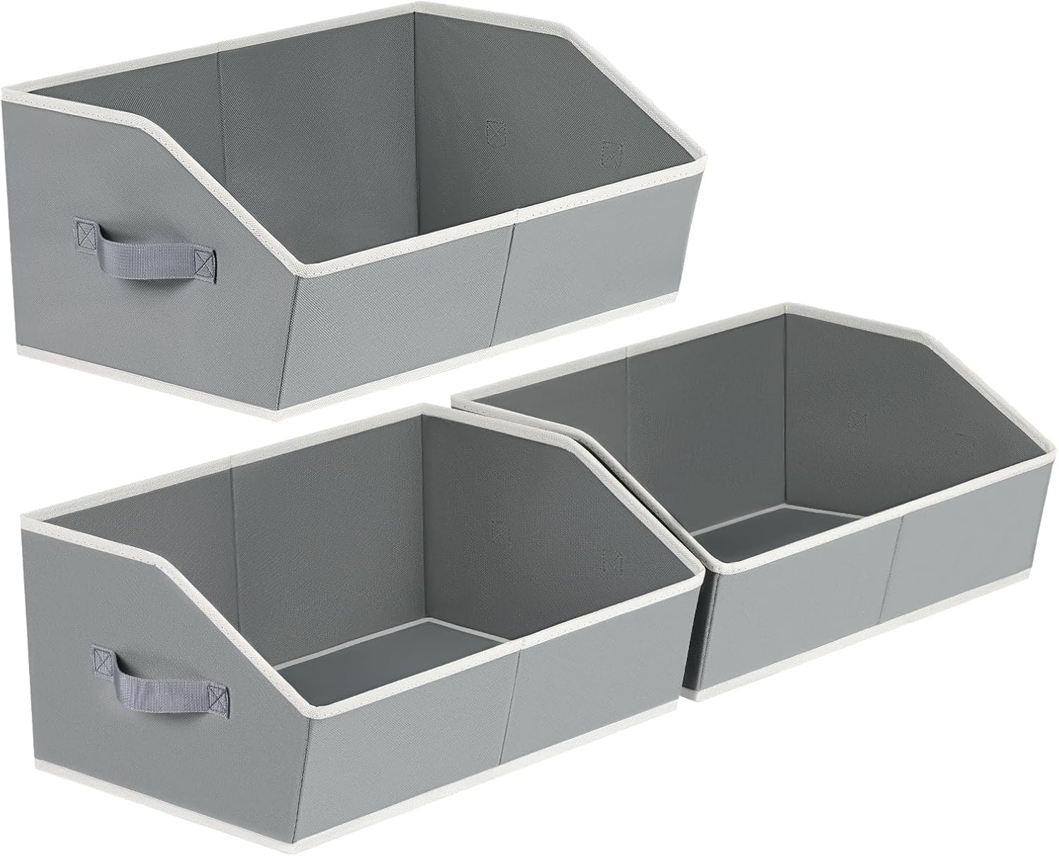 Moonval Trapezoid Closet Shelf Organizers, 3-Pack Large Fabric Storage Bins with Handles
