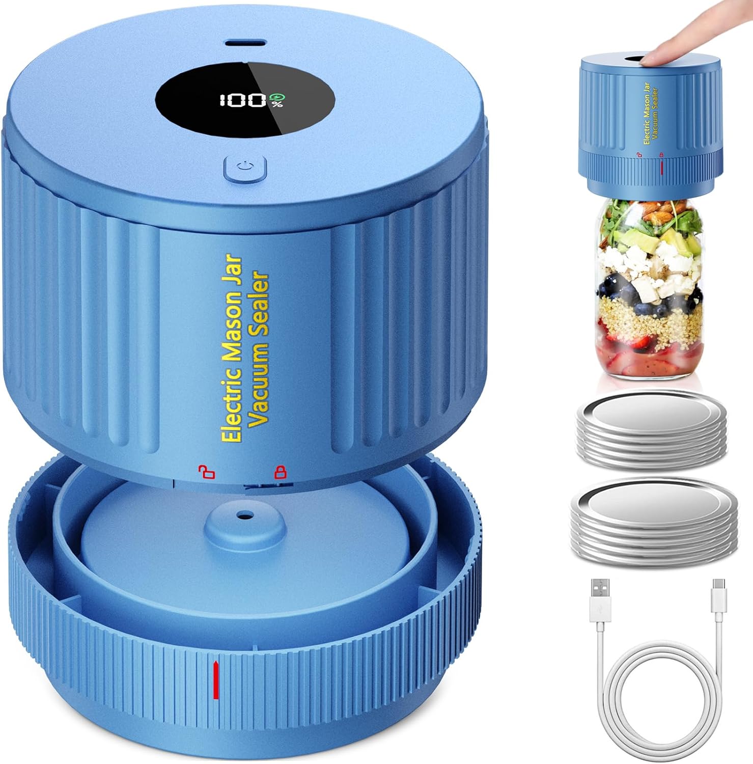 Moonval Electric Mason Jar Vacuum Sealer Kit, Food Saver for Wide & Regular Mouth Mason Jars