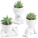 Moonval Mini Artificial Succulent Plants, Set of 3 Faux Potted Plants for Home & Office Decor