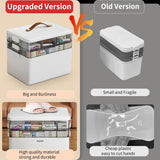 Moonval Medicine Organizer, 3-Tier Portable First Aid Storage Box with Leather Handle for Home