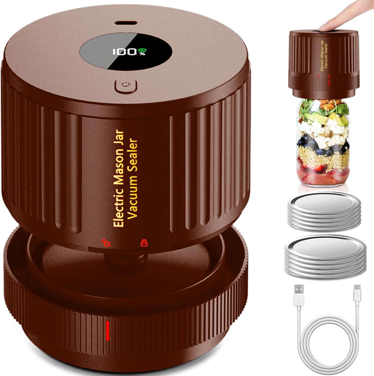 Moonval Electric Mason Jar Vacuum Sealer Kit, Food Saver for Wide & Regular Mouth Mason Jars