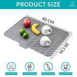 Moonval Silicone Dish Drying Mat, 40 × 30 cm Self-Draining Kitchen Counter Mat