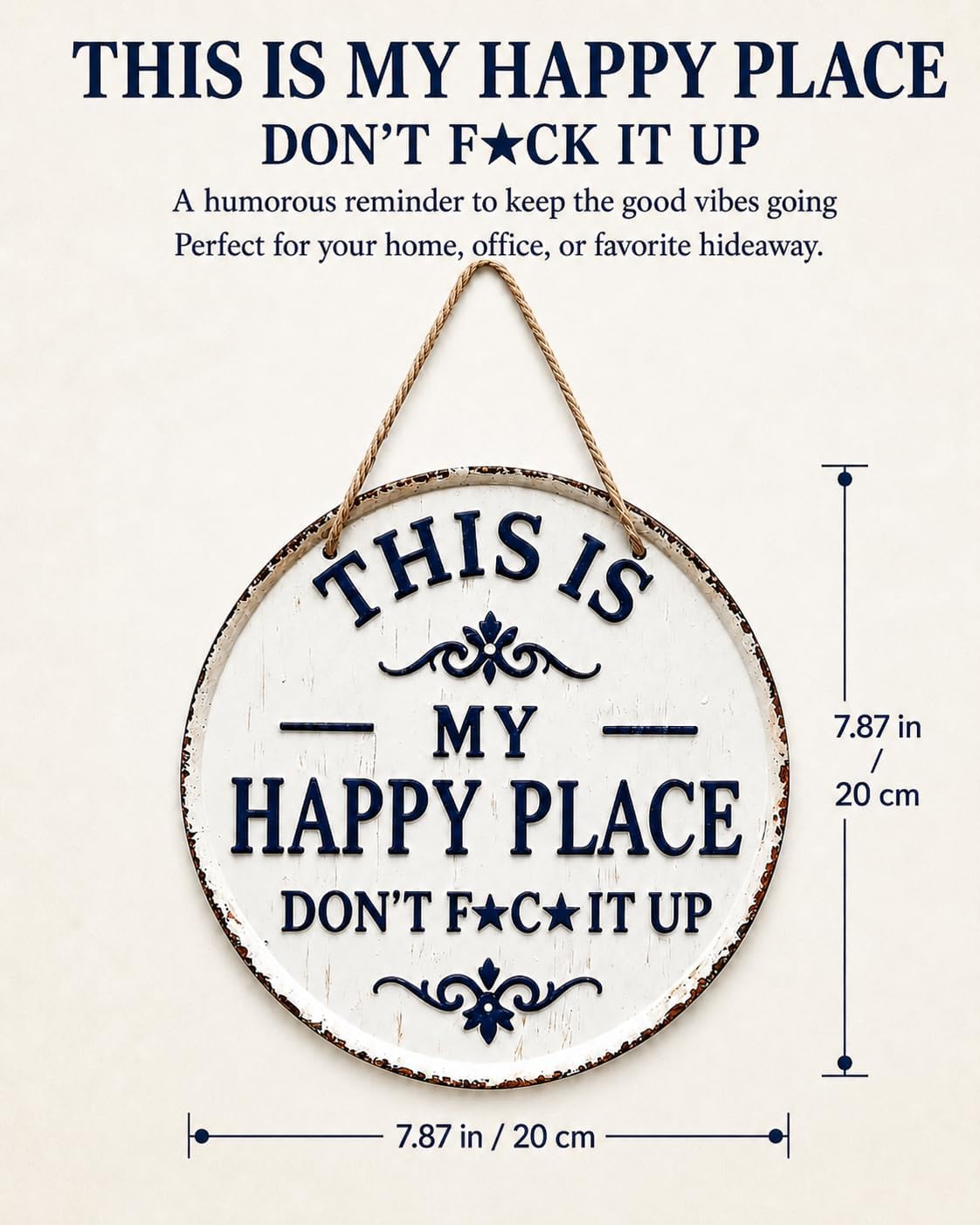 Moonval Funny Metal Garden Sign, Vintage Round Tin Wall Plaque for Patio, Front Door & Home Decor