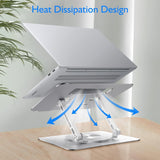 Moonval 360° Rotating Laptop Stand, Adjustable Aluminum Ergonomic Desk Stand for Laptops