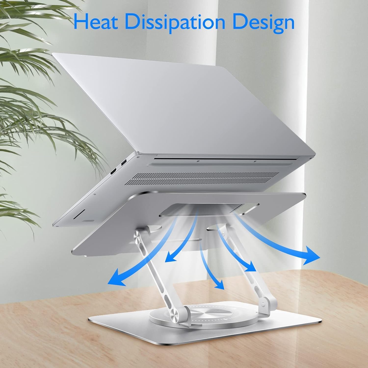 Moonval 360° Rotating Laptop Stand, Adjustable Aluminum Ergonomic Desk Stand for Laptops