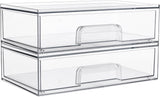 Moonval Clear Storage Drawers, Stackable Acrylic Organizers for Makeup & Bathroom