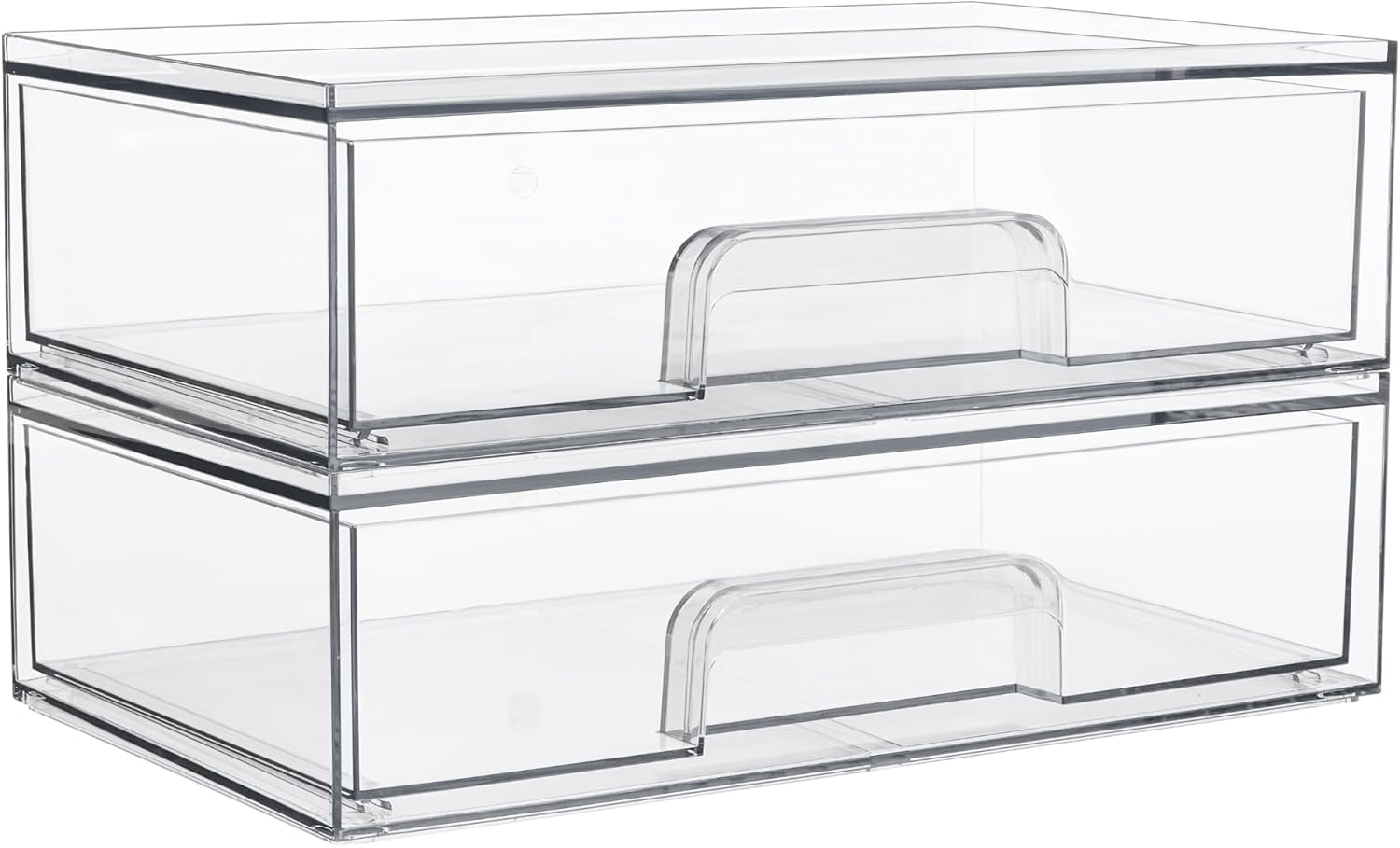 Moonval Clear Storage Drawers, Stackable Acrylic Organizers for Makeup & Bathroom