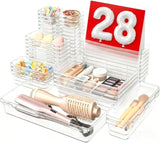 Moonval Clear Drawer Organizer Set, 5-Size Makeup & Desk Organizer Trays for Bathroom, Vanity & Office
