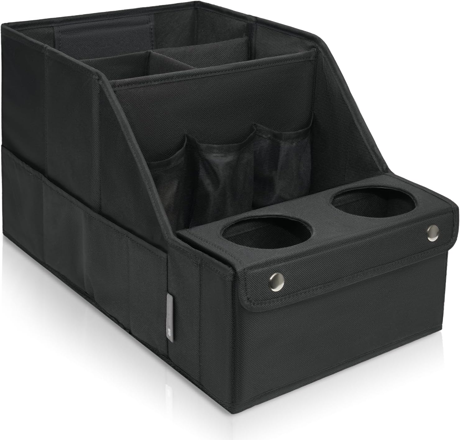 Moonval Car Seat Organizer, Front Seat Storage with 11 Compartments, 2 Cup Holders & Waterproof Oxford Fabric