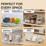 Moonval Pantry Storage Bins, 6-Pack Clear Organizers with Removable Dividers for Kitchen & Refrigerator
