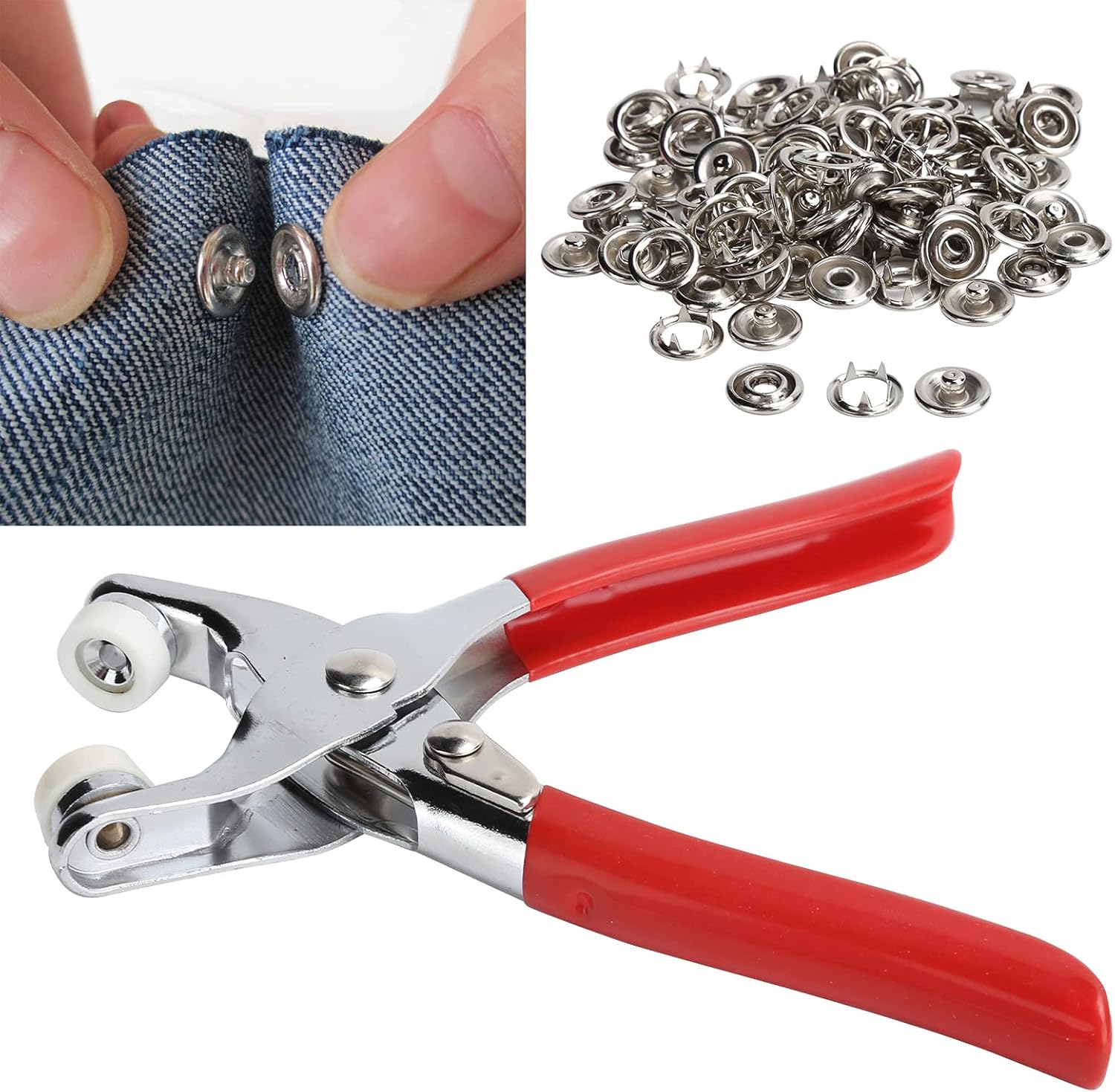 Moonval Snap Button Tool Kit, Complete Fastener Installation Pliers Set with Metal Snap Buttons