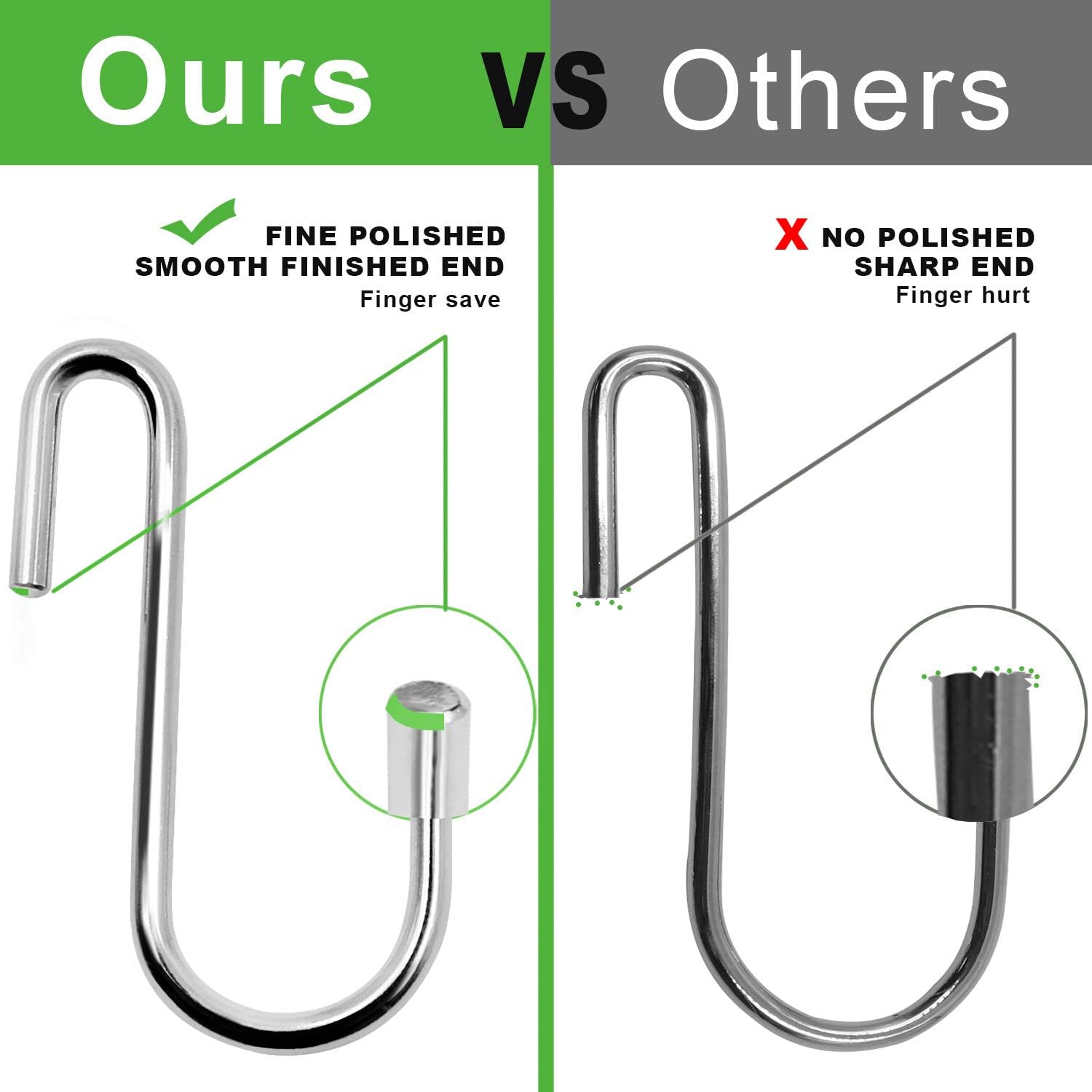 Moonval Heavy-Duty S Hooks, Metal Hanging Hooks for Kitchen, Closet & Garage