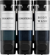 Moonval 3-Chamber Shower Dispenser, No-Drill Wall-Mounted Shampoo & Soap Organizer