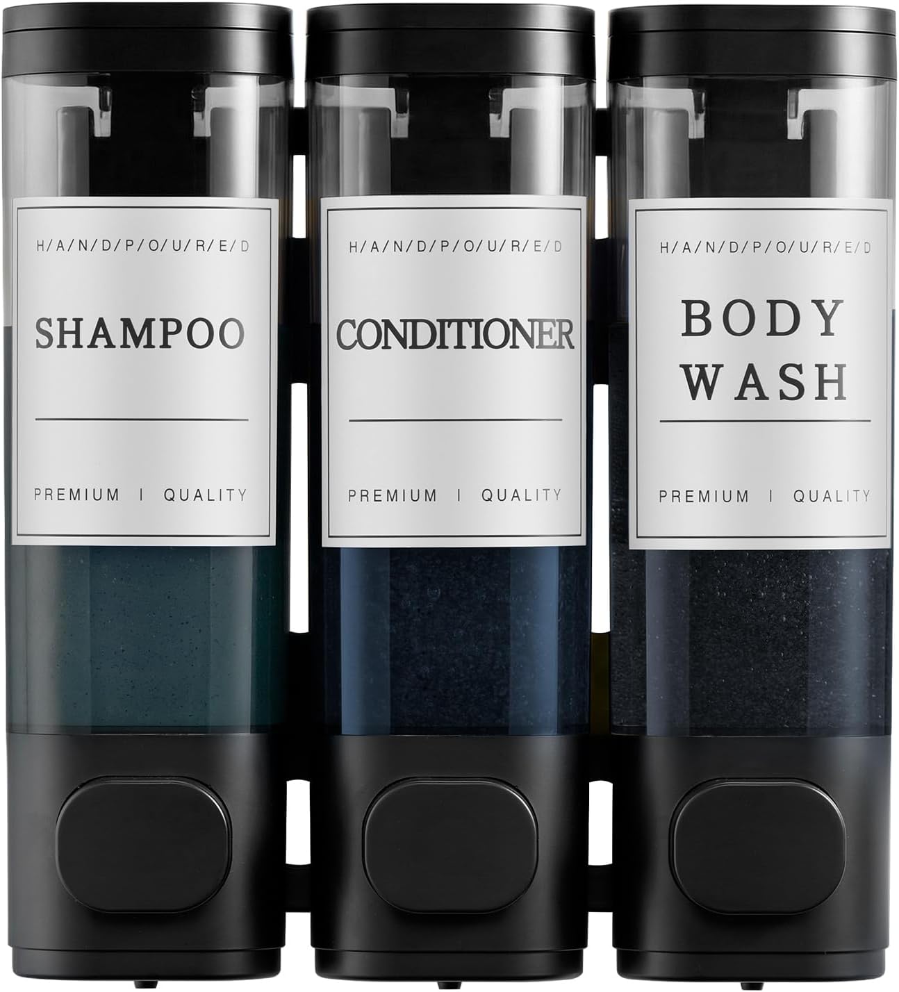 Moonval 3-Chamber Shower Dispenser, No-Drill Wall-Mounted Shampoo & Soap Organizer