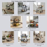 Moonval 2-Tier Storage Basket, Metal Fruit and Vegetable Organizer with Carry Handle