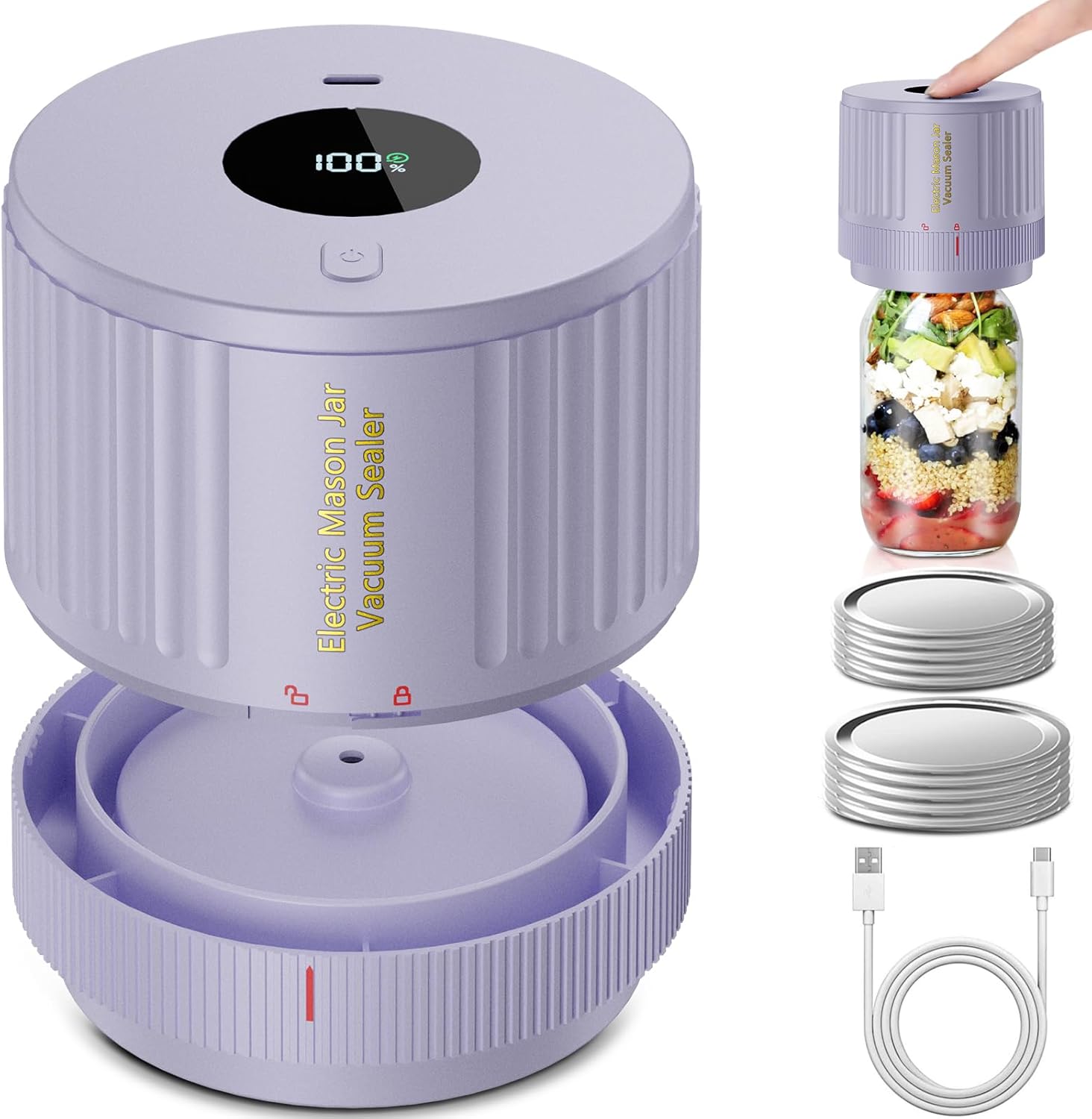 Moonval Electric Mason Jar Vacuum Sealer Kit, Food Saver for Wide & Regular Mouth Mason Jars