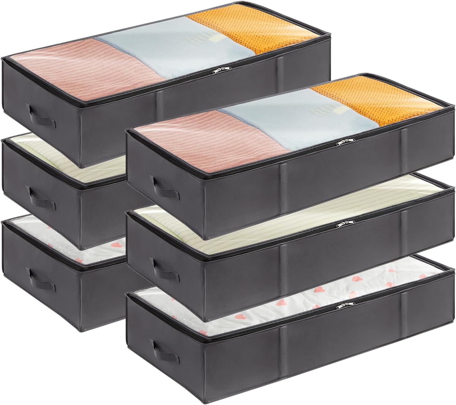 Moonval Under Bed Storage Bags, Foldable Organizers with Reinforced Handles for Bedding & Clothes