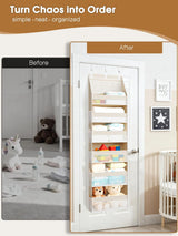 Moonval Over-the-Door Organizer, 6-Shelf Hanging Storage with 13 Mesh Pockets