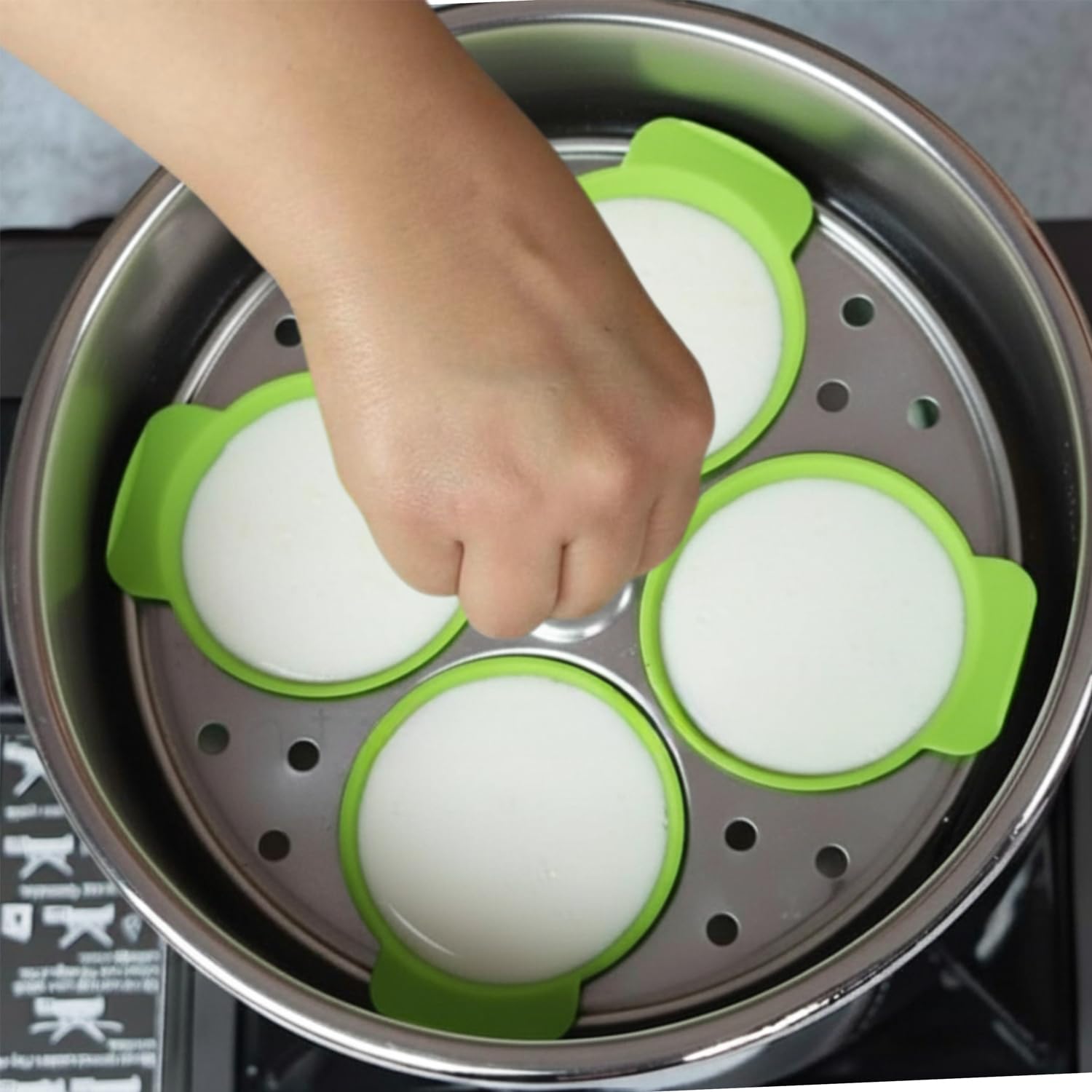 Moonval Silicone Idli Moulds, Non-Stick BPA-Free Steaming Cups, Set of 8