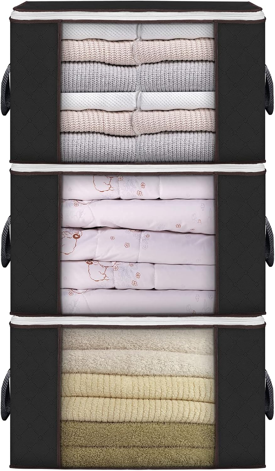 Moonval Storage Bags, Foldable Closet Organizers with Reinforced Handles for Bedding & Clothing