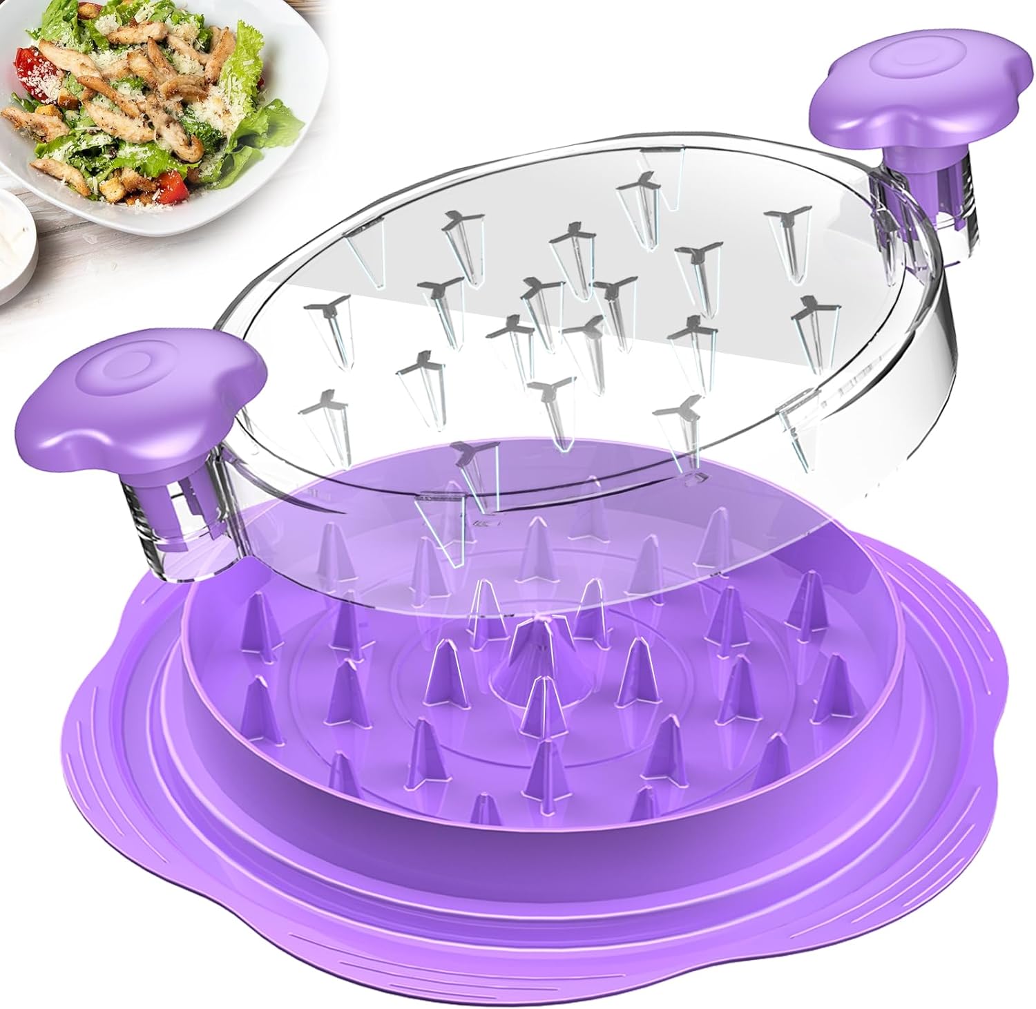 Moonval Chicken Shredder Tool, Large Twist Meat Shredder with Brush & Fork for Chicken, Pork & Beef