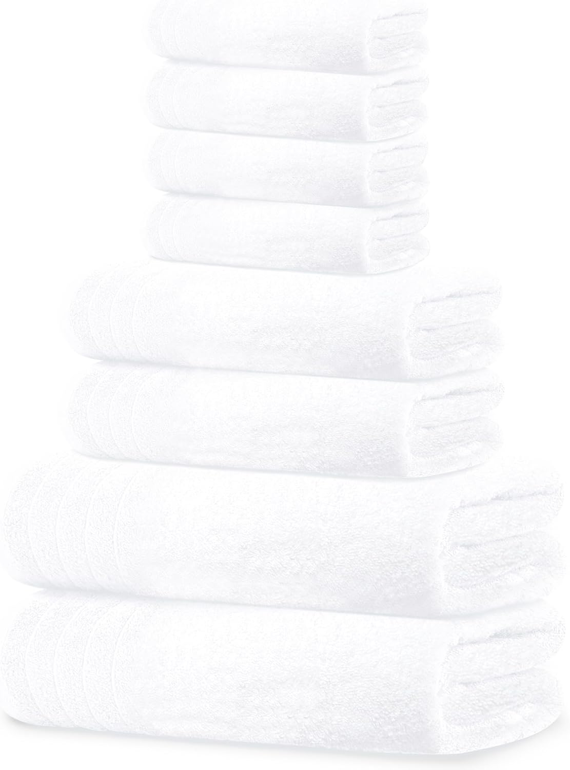 Moonval Cotton Towel Set, 8-Piece Bathroom Towels with 2 Bath, 2 Hand & 4 Washcloths