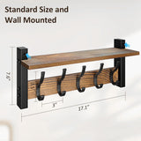 Moonval Wall Mounted Coat Rack, Entryway Shelf with 5 Metal Hooks for Coats, Keys, Hats & Bags