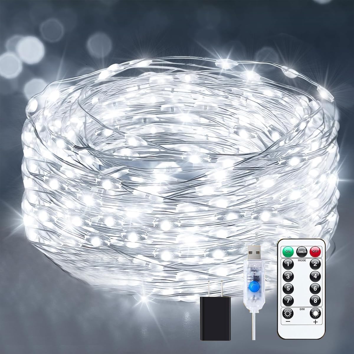 Moonval Fairy String Lights, 100 LED 40 ft Plug-In Twinkle Lights with Remote & Timer, Multicolor