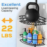 Moonval Corner Shower Caddy, 4-Tier Adjustable Rustproof Tension Pole Organizer with Towel Bar