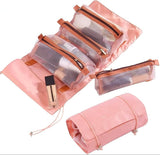 Moonval Hanging Makeup Organizer, Roll-Up Cosmetic Bag with 4 Detachable Compartments