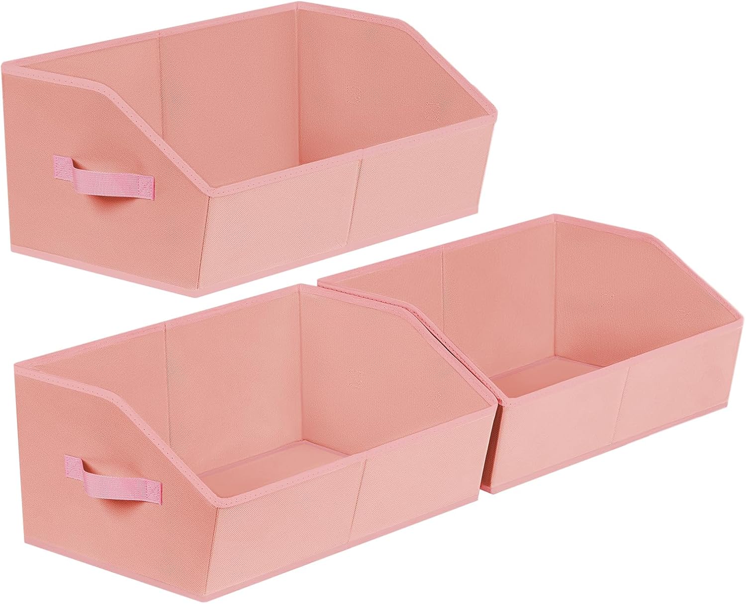 Moonval Trapezoid Closet Shelf Organizers, 3-Pack Large Fabric Storage Bins with Handles