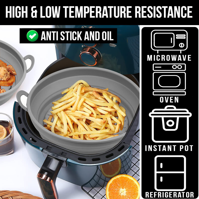 Moonval Reusable Silicone Air Fryer Grill Pan Basket, Non-Stick Food Grade Baking Tray