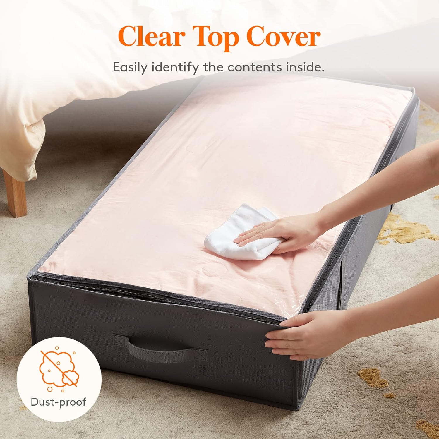 Moonval Under Bed Storage Bags, Foldable Organizers with Reinforced Handles for Bedding & Clothes