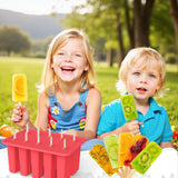Moonval Silicone Popsicle Molds, 10-Cavity Ice Pop Maker Set with Sticks, Bags & Accessories