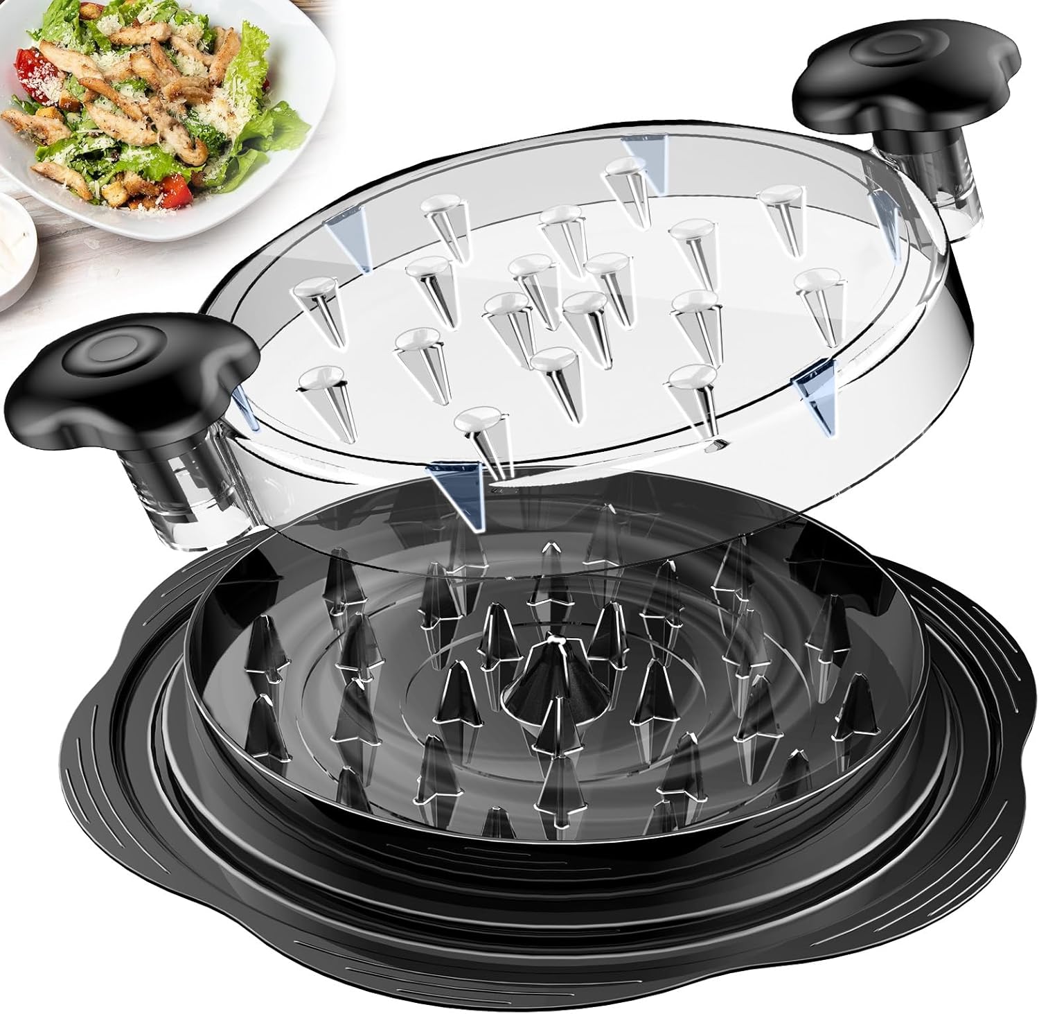 Moonval Chicken Shredder Tool, Large Twist Meat Shredder with Brush & Fork for Chicken, Pork & Beef